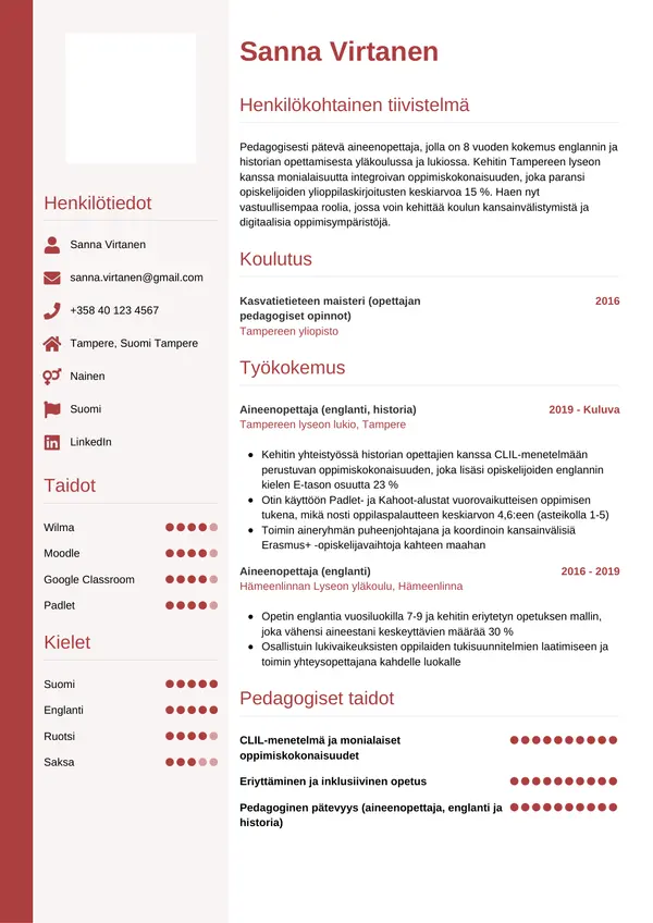 CV-pohja — Tyyli 10