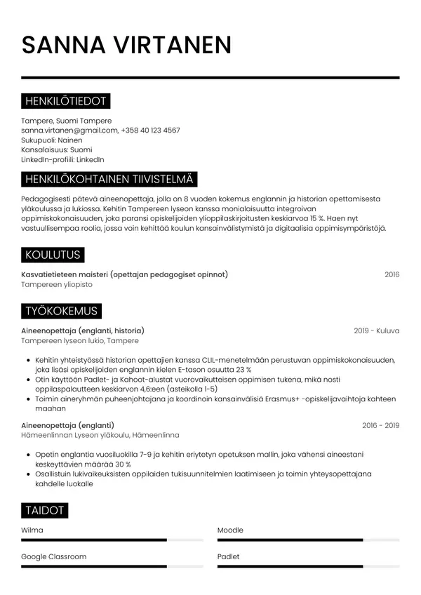 CV template Tyyli 11