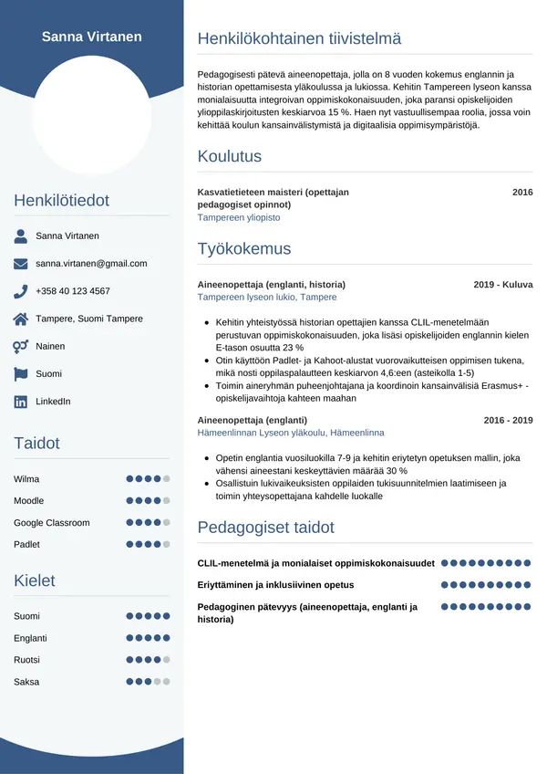 CV-pohja — Tyyli 4
