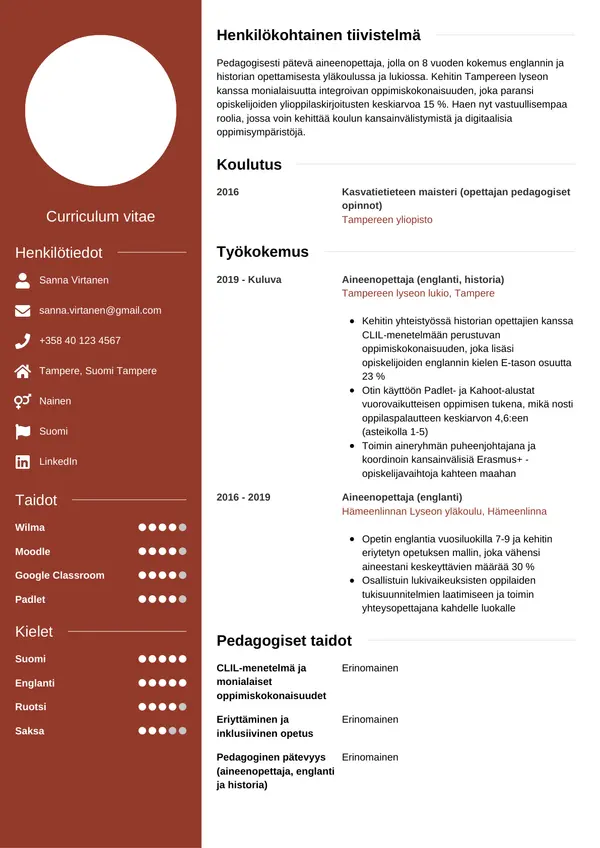 CV-pohja — Tyyli 5