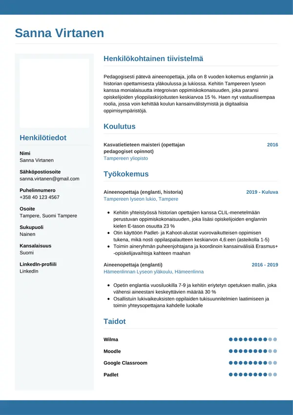 CV-pohja — Tyyli 9