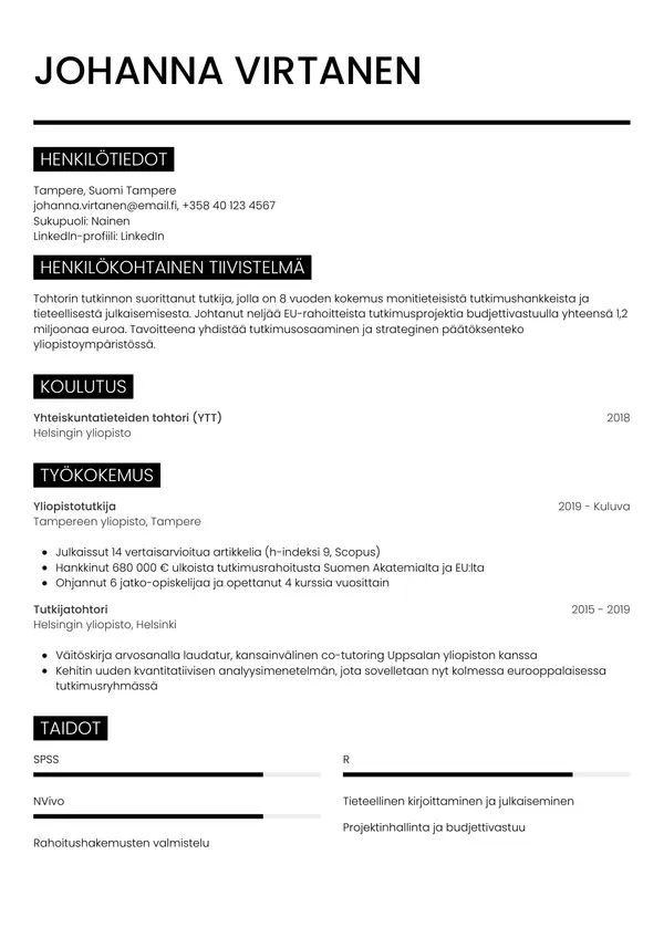 CV-pohja — Tyyli 11