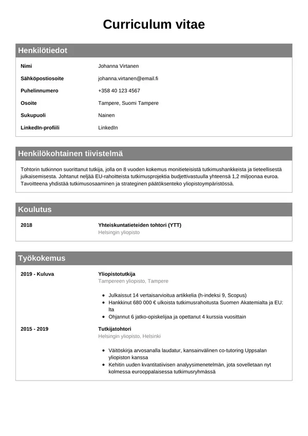 CV-pohja — Tyyli 7