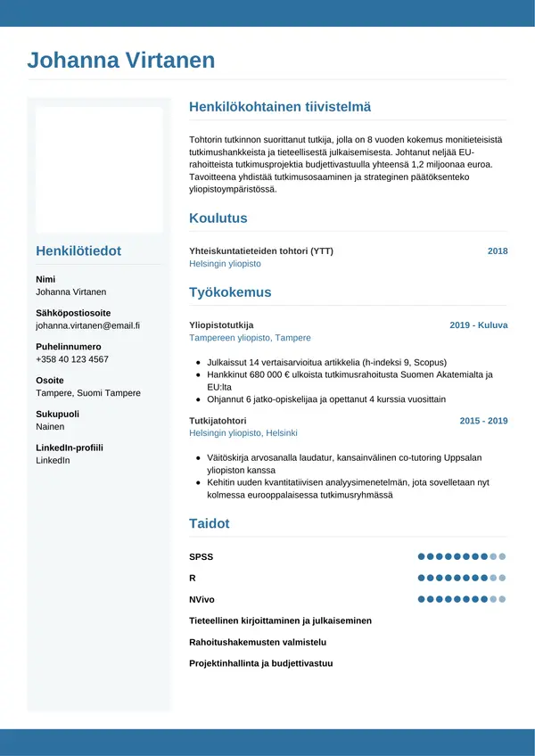CV-pohja — Tyyli 9