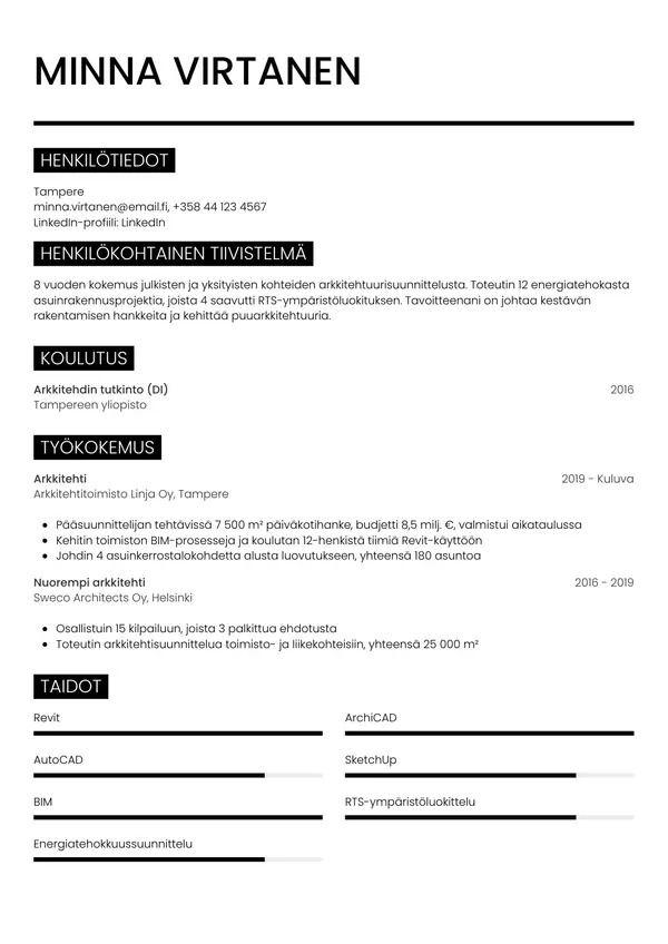 CV-pohja — Tyyli 11