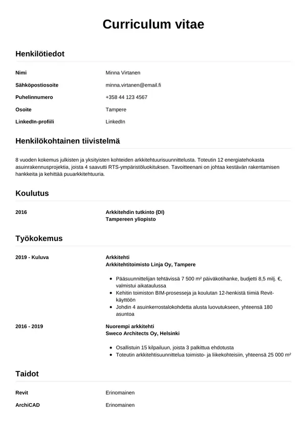 CV-pohja — Tyyli 12
