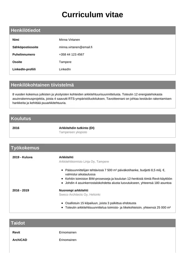 CV-pohja — Tyyli 7