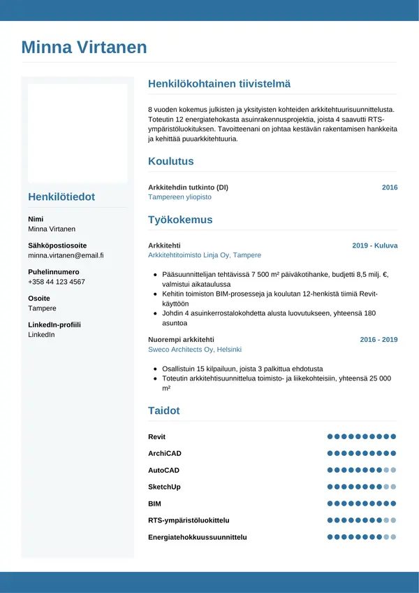 CV-pohja — Tyyli 9