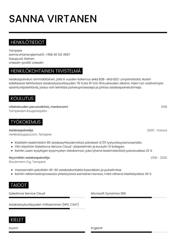 CV-pohja — Tyyli 11