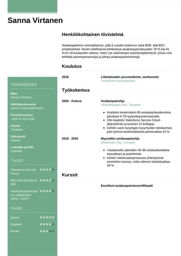 CV-pohja — Tyyli 8