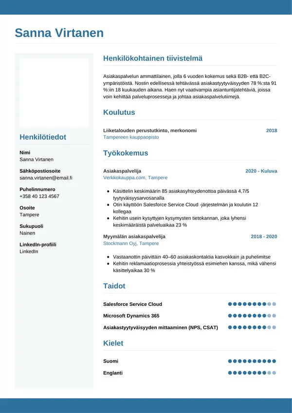 CV-pohja — Tyyli 9