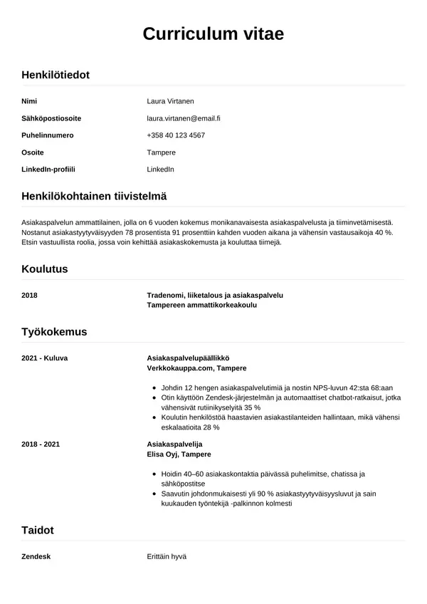 CV-pohja — Tyyli 12