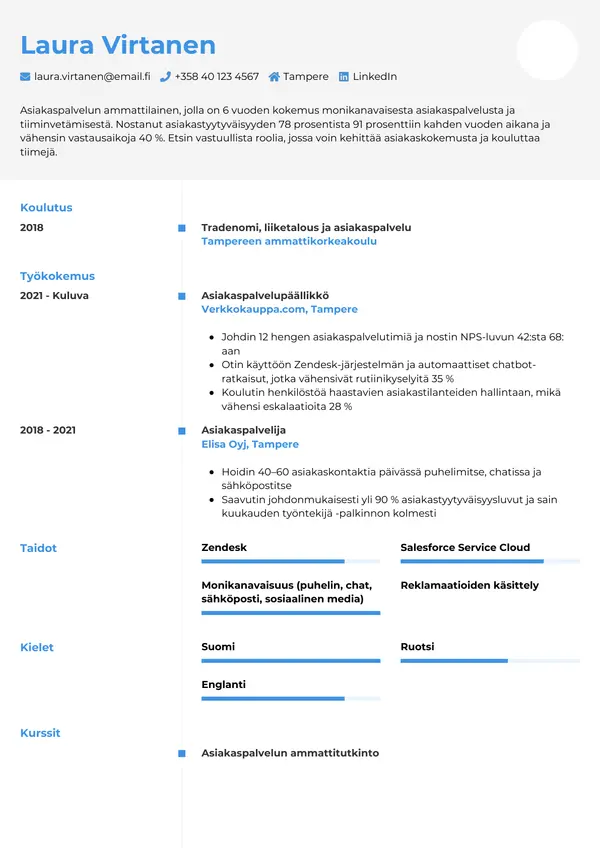 CV-pohja — Tyyli 2