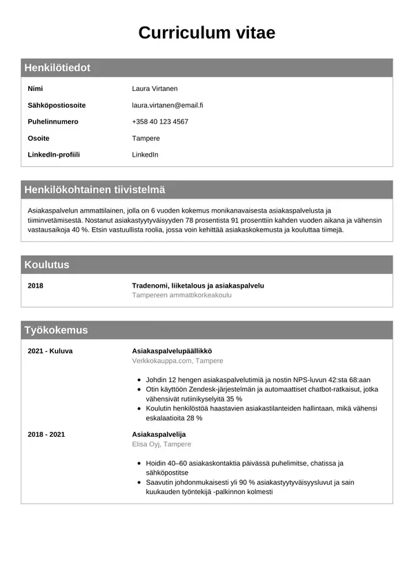 CV-pohja — Tyyli 7