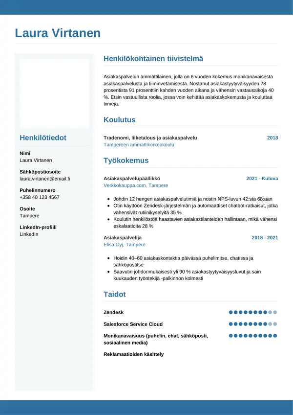 CV-pohja — Tyyli 9