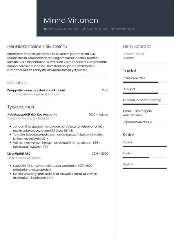 CV-pohja — Tyyli 1