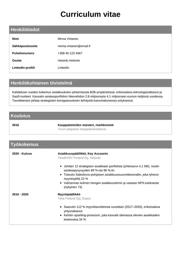 CV-pohja — Tyyli 7