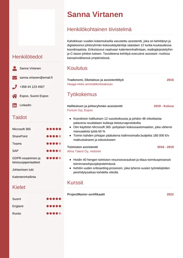 CV-pohja — Tyyli 10