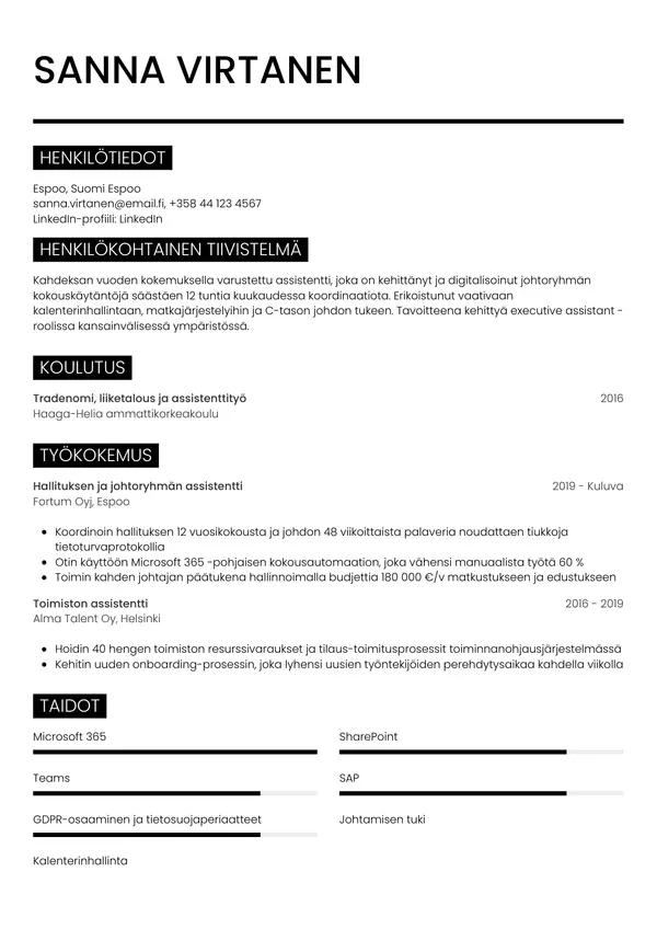 CV-pohja — Tyyli 11