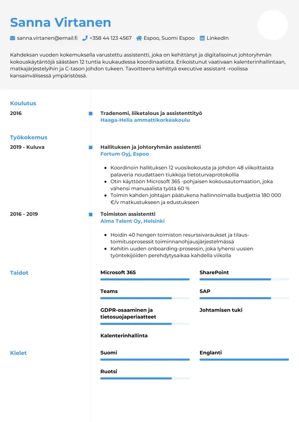 CV-pohja — Tyyli 2