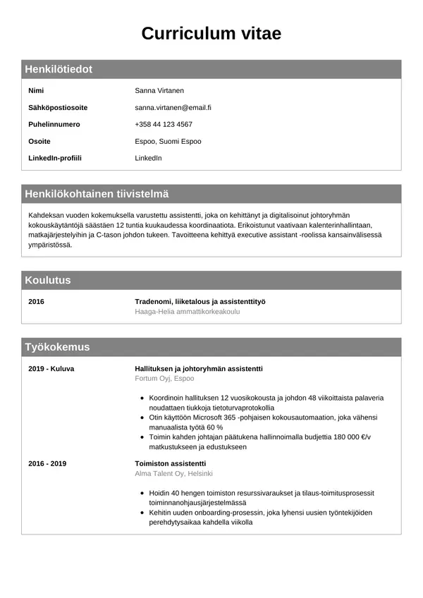 CV-pohja — Tyyli 7
