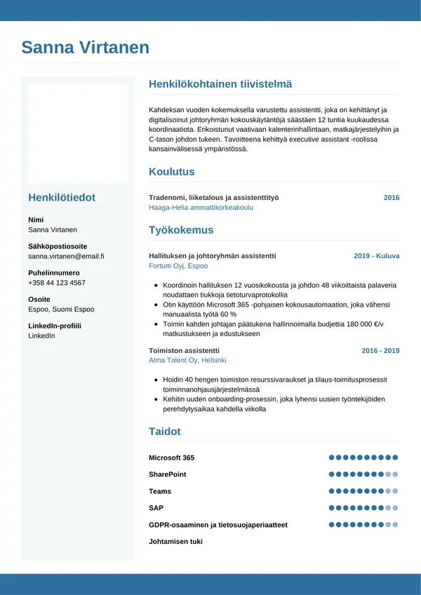 CV-pohja — Tyyli 9