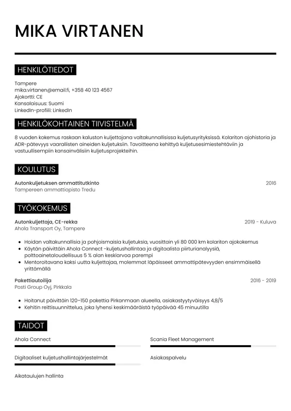 CV-pohja — Tyyli 11