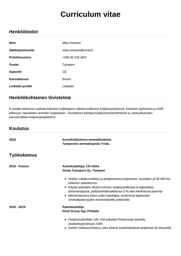 CV-pohja — Tyyli 12