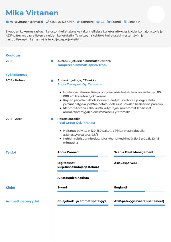 CV-pohja — Tyyli 2