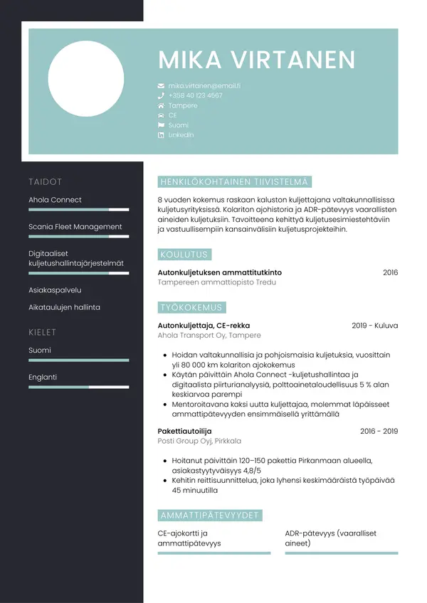 CV-pohja — Tyyli 3