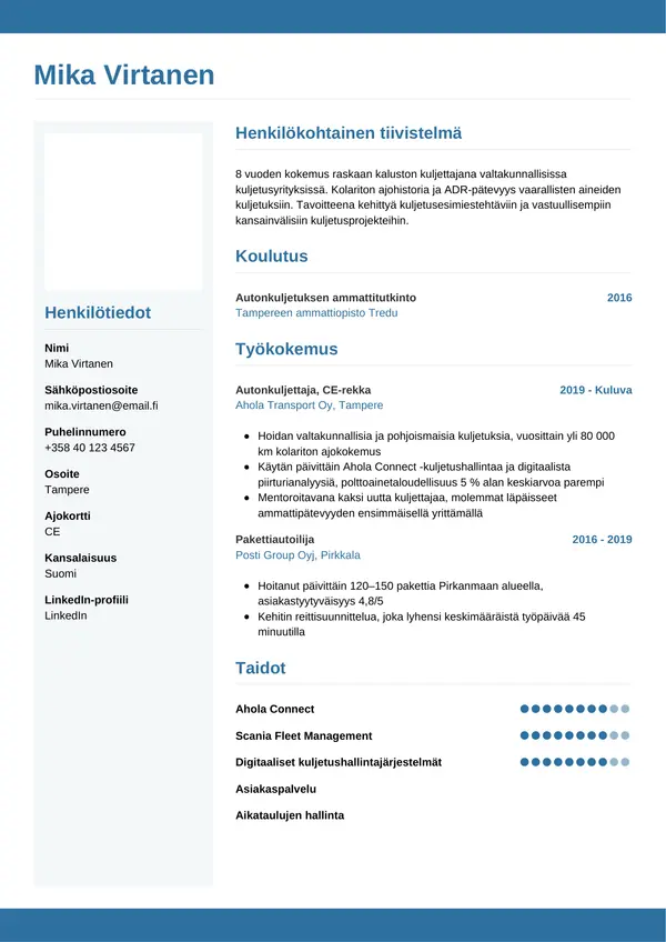 CV-pohja — Tyyli 9