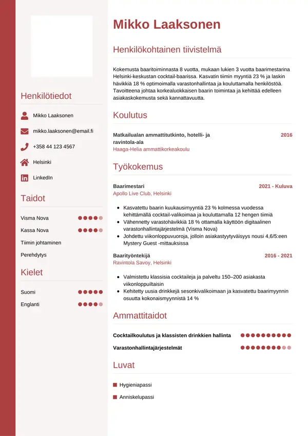 CV-pohja — Tyyli 10