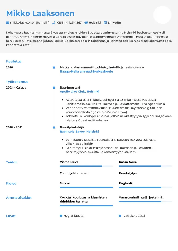 CV-pohja — Tyyli 2