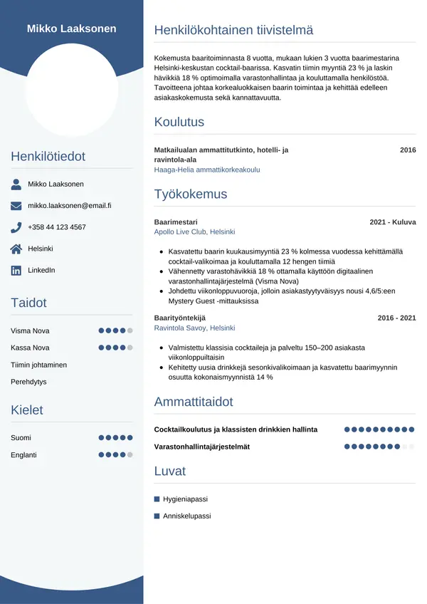 CV-pohja — Tyyli 4