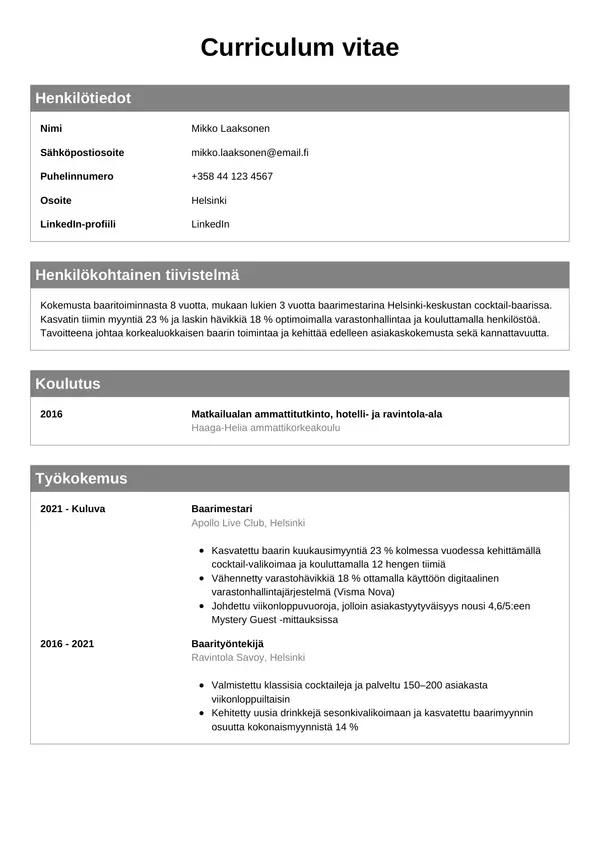 CV-pohja — Tyyli 7