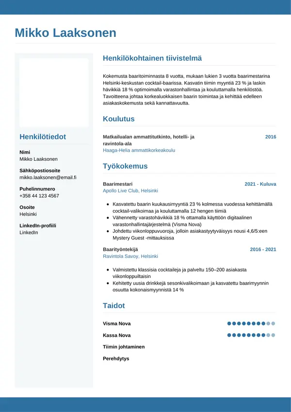 CV-pohja — Tyyli 9