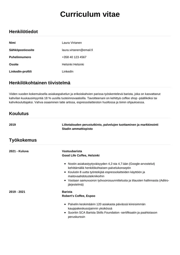 CV-pohja — Tyyli 12