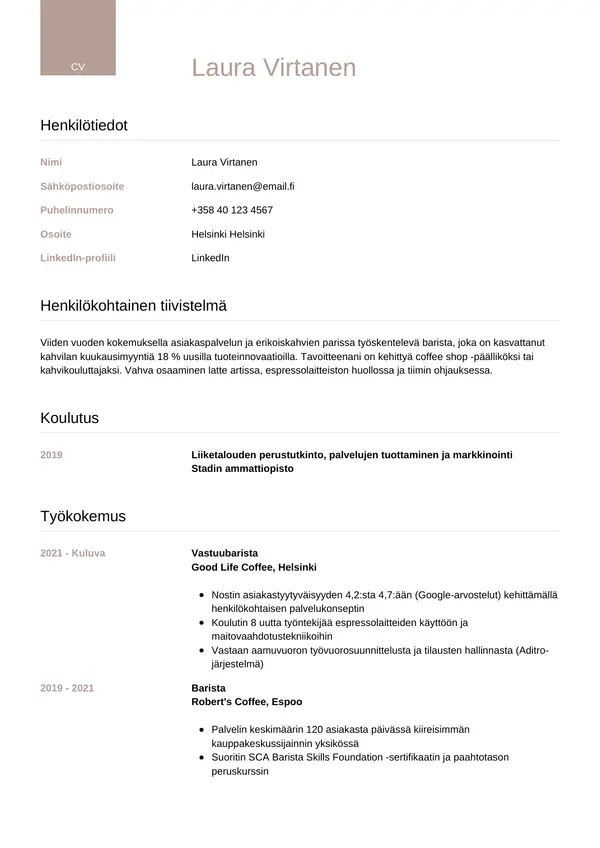 CV-pohja — Tyyli 6