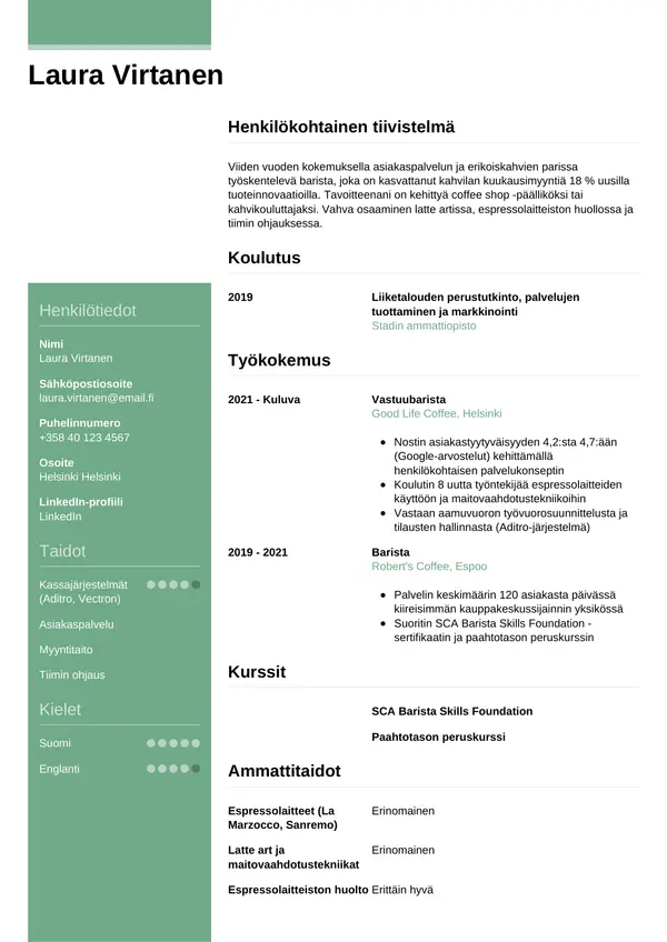 CV-pohja — Tyyli 8