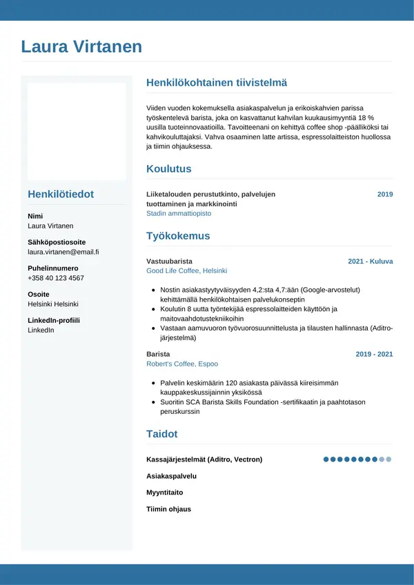 CV-pohja — Tyyli 9