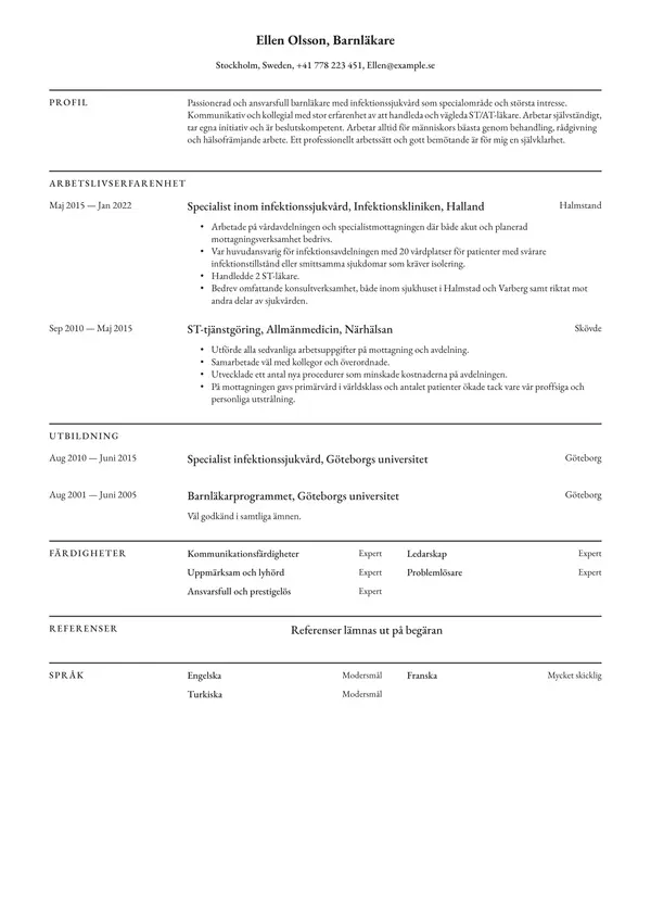 Barnlakare CV-pohja — Tyyli 2