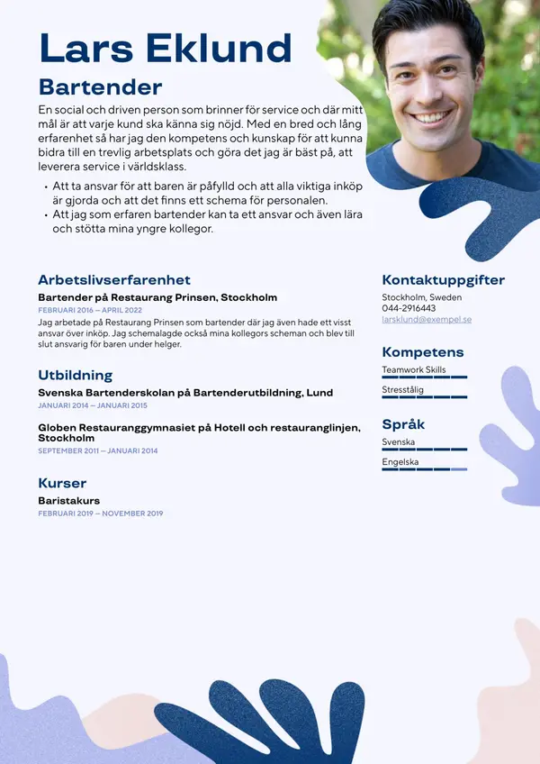 Bartender CV-pohja — Tyyli 11