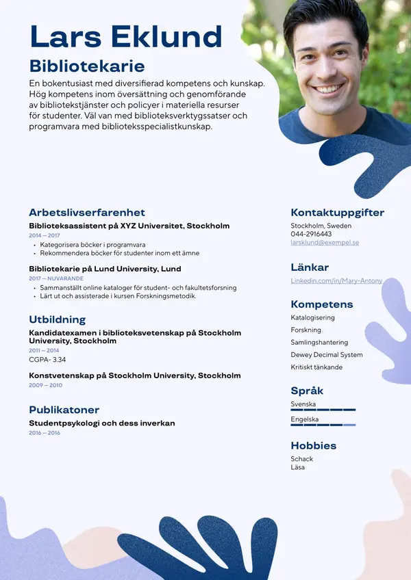Bibliotekarie CV-pohja — Tyyli 8