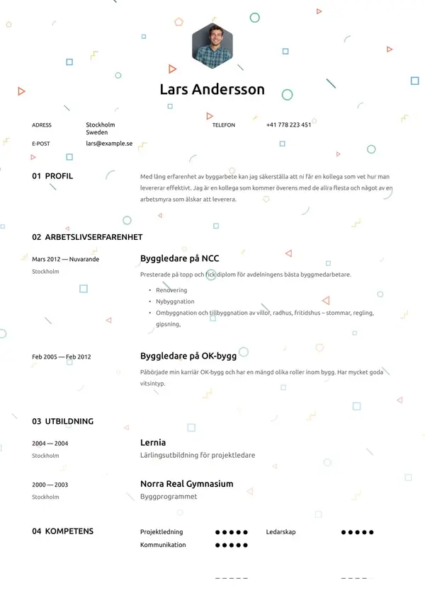 Byggarbetare CV-pohja — Tyyli 12