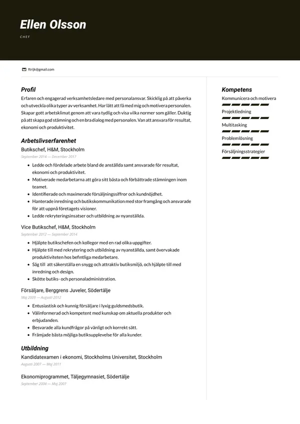 Chef CV-pohja — Tyyli 11