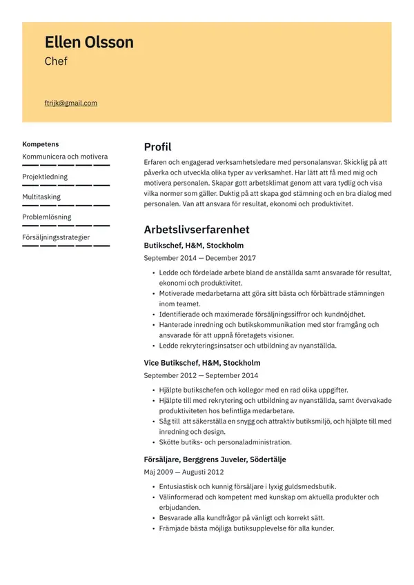 Chef CV-pohja — Tyyli 2