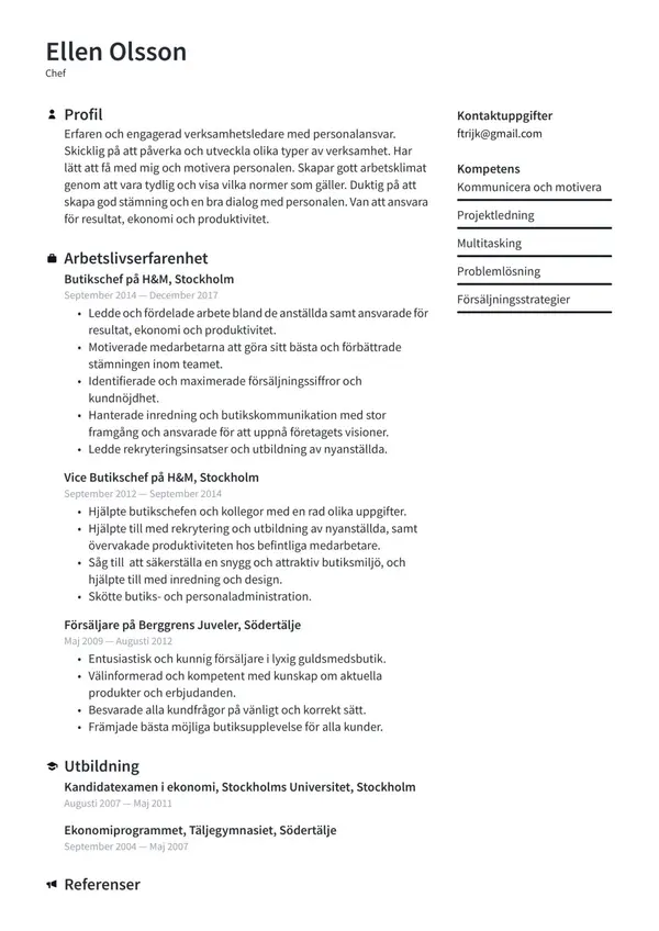 Chef CV-pohja — Tyyli 3