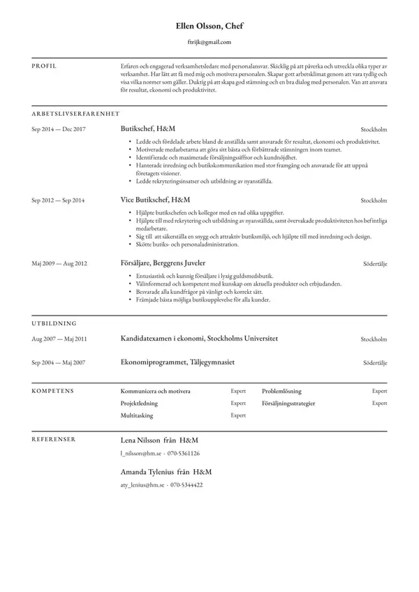 Chef CV-pohja — Tyyli 4