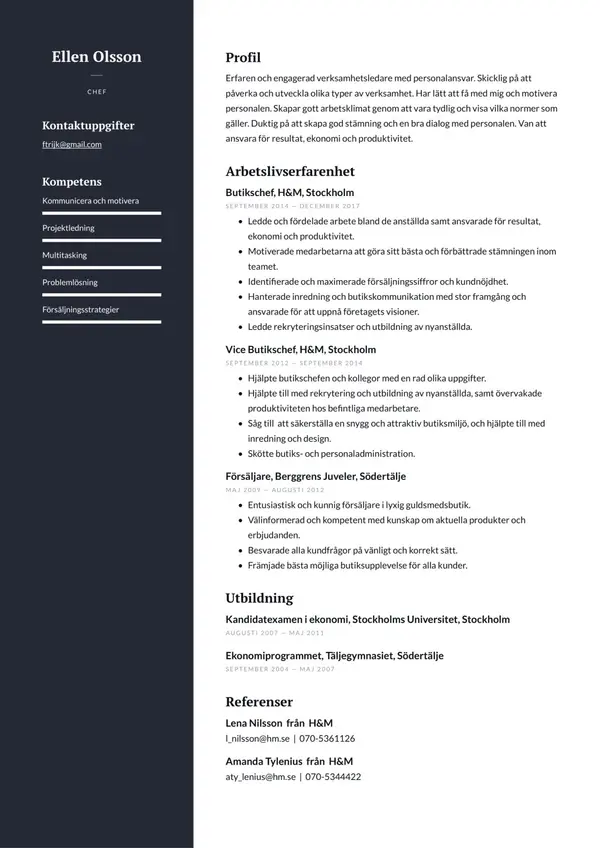 Chef CV-pohja — Tyyli 6