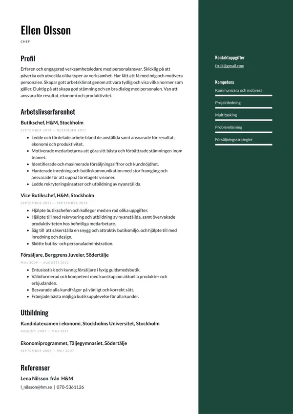 Chef CV-pohja — Tyyli 7